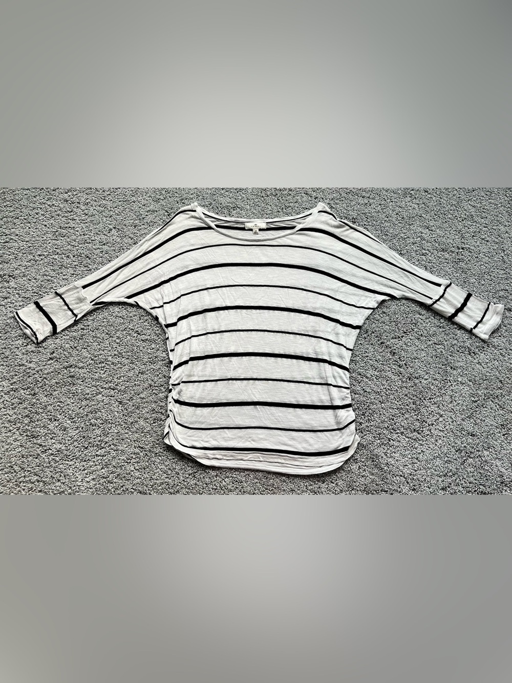 Striped Short Sleeve Women's Top - Black & White